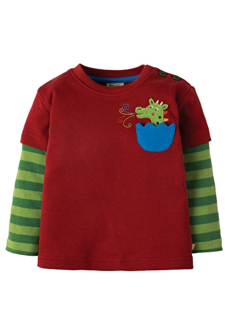 Shirt Langarm mit Drache von der Marke Frugi Leo layered Tee Dino Winter 18