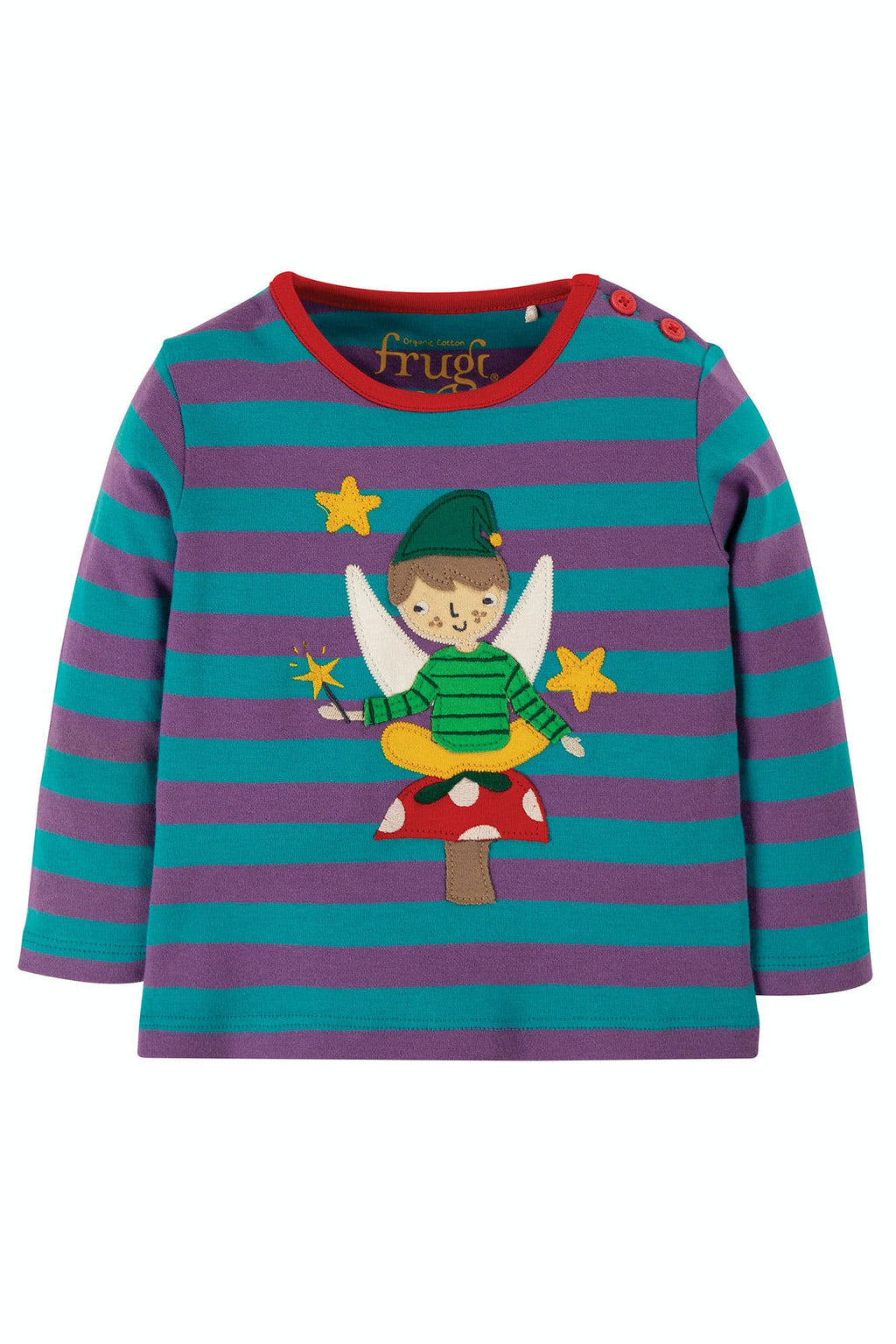 Shirt in lila/blau gestreift mit Fee von Frugi