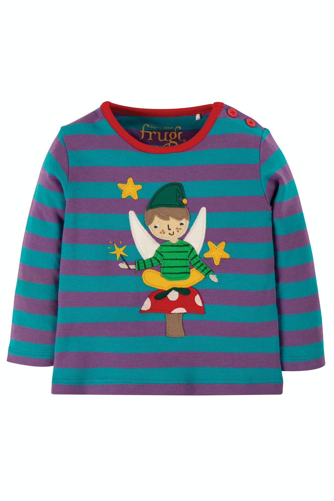 Shirt in lila/blau gestreift mit Fee von Frugi