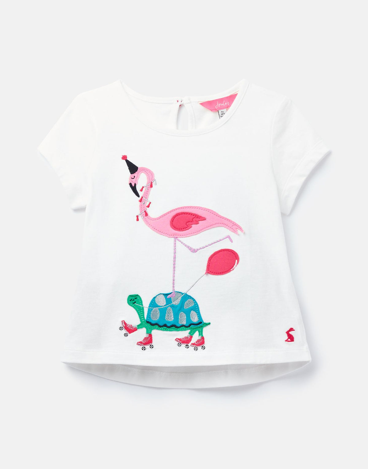 Weisses T-Shirt mit Flamingo und Schildkrot ( 1 Jahr und 5 Jahre) von Joules