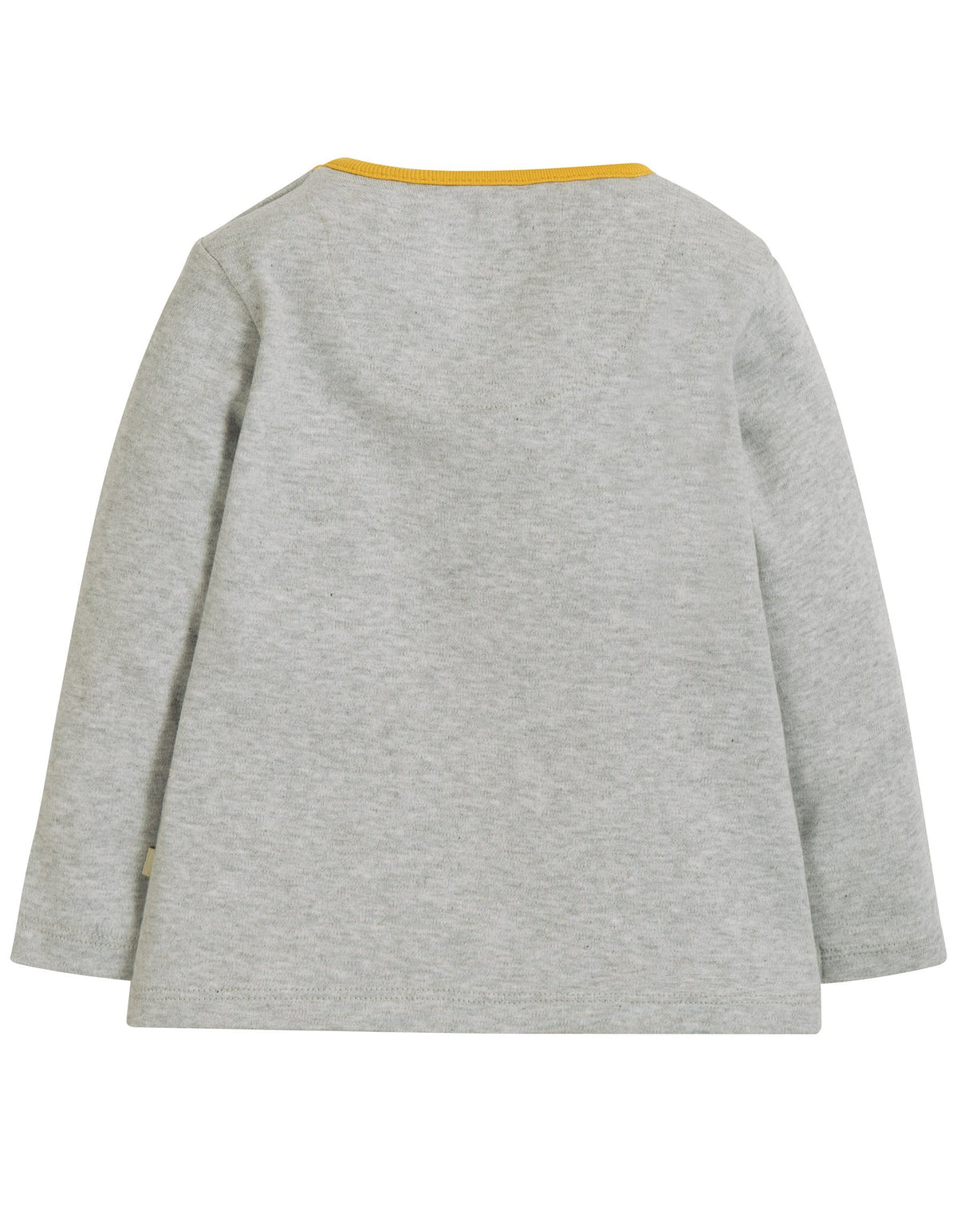 Graues Shirt mit Regenbogen appliziert von der Marke Frugi