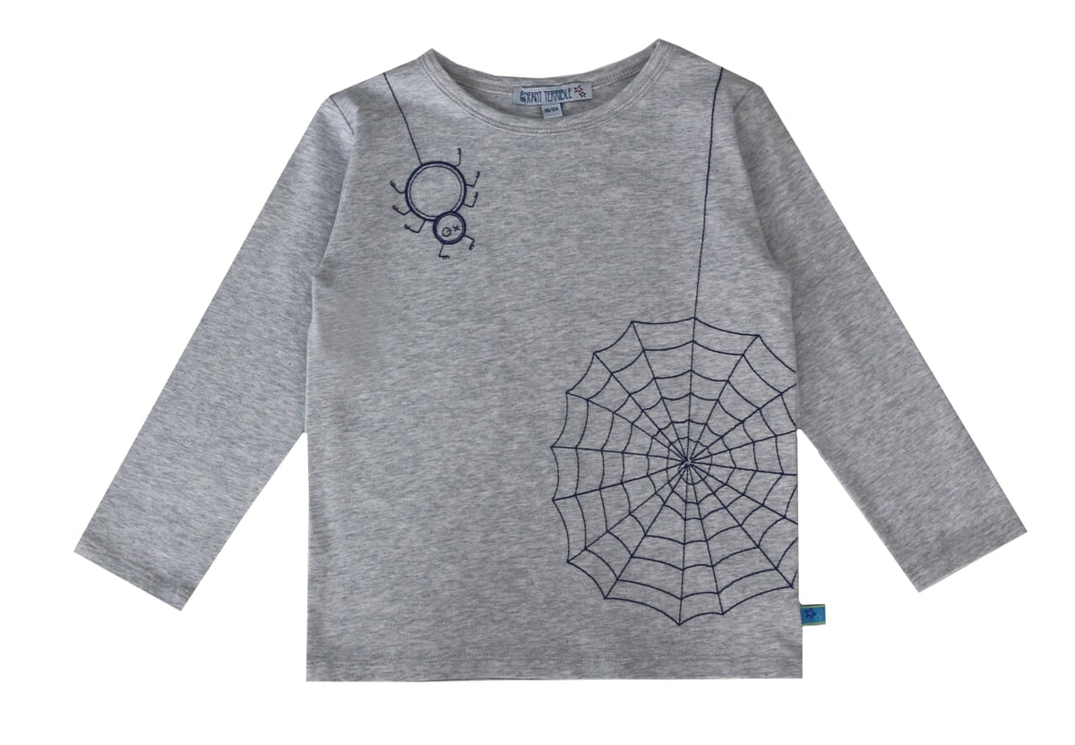 Shirt langarmin grau mit Spinne
