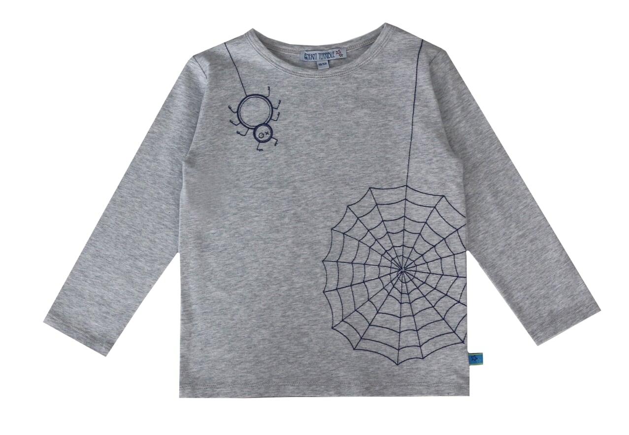 Shirt langarmin grau mit Spinne