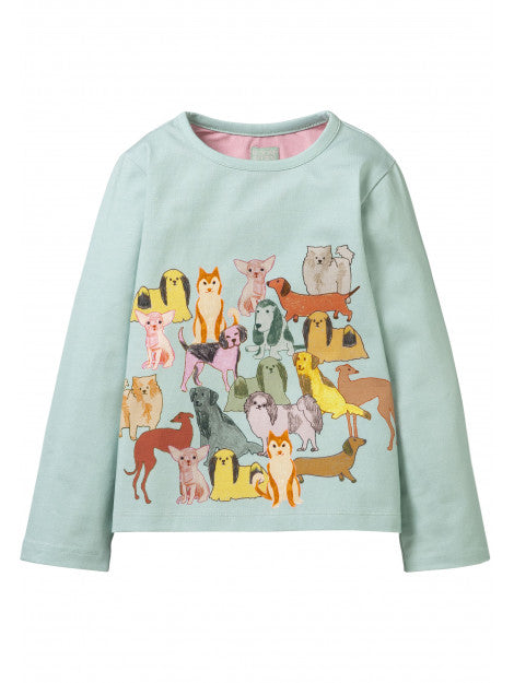 langarmshirt hellblau mit Hunde bedruckt von der Marke Room Seven