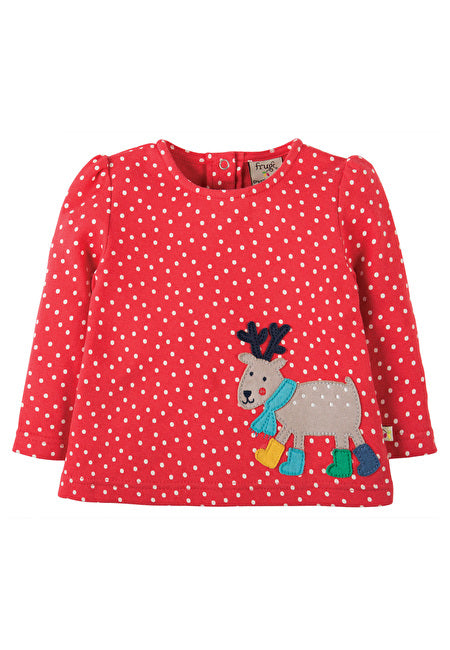Tomato dot/reindeer Boots Shirt Rentier Frugi