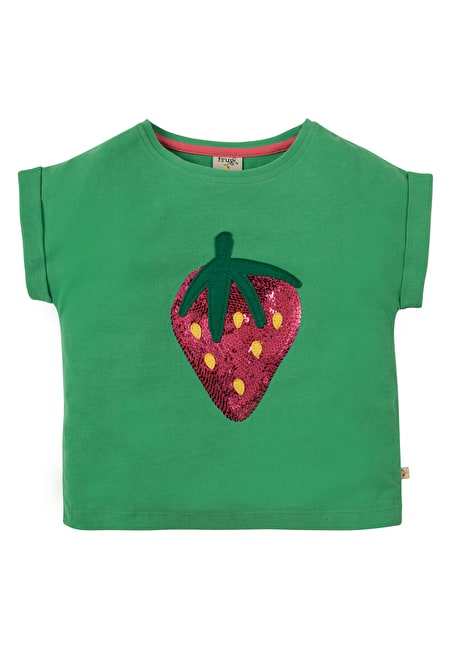 Grünes Glitzer T-Shirt Erdbeere( 4-10 Jahre ) von  Frugi
