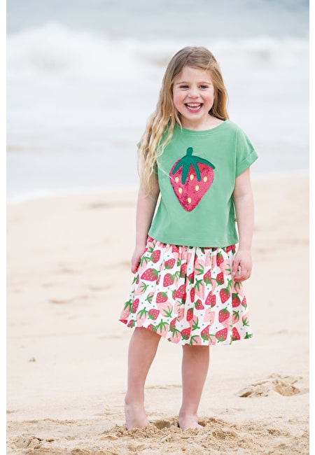 Grünes Glitzer T-Shirt Erdbeere( 4-10 Jahre ) von  Frugi