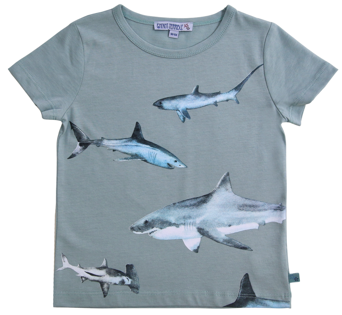 T-Shirt mit Haifische in mint (3-4 Jahre) Enfant Terrible