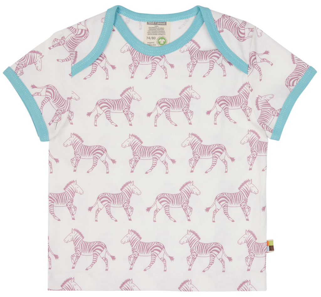 T-Shirt Zebra in lila von loud+proud