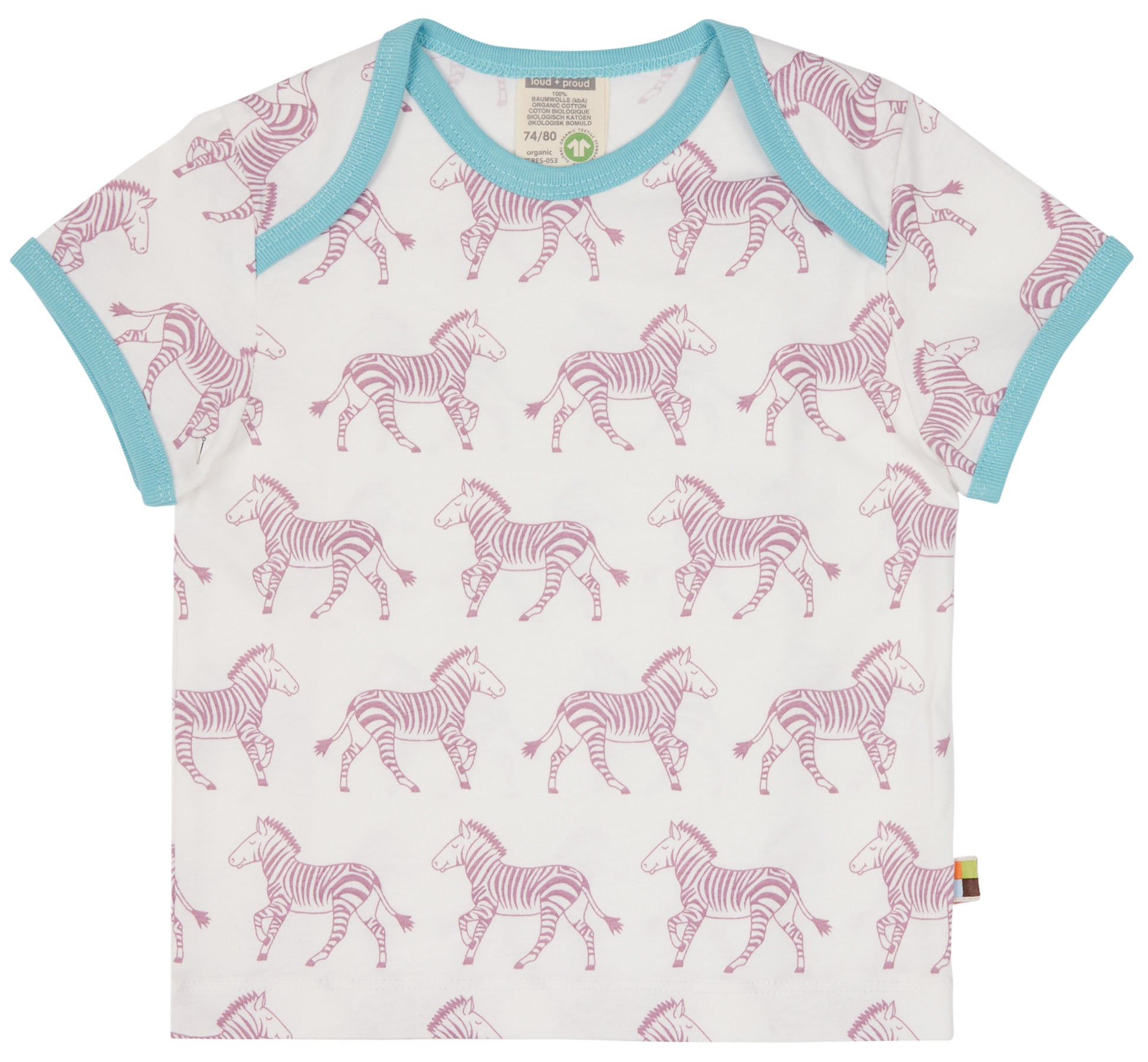 T-Shirt Zebra in lila von loud+proud