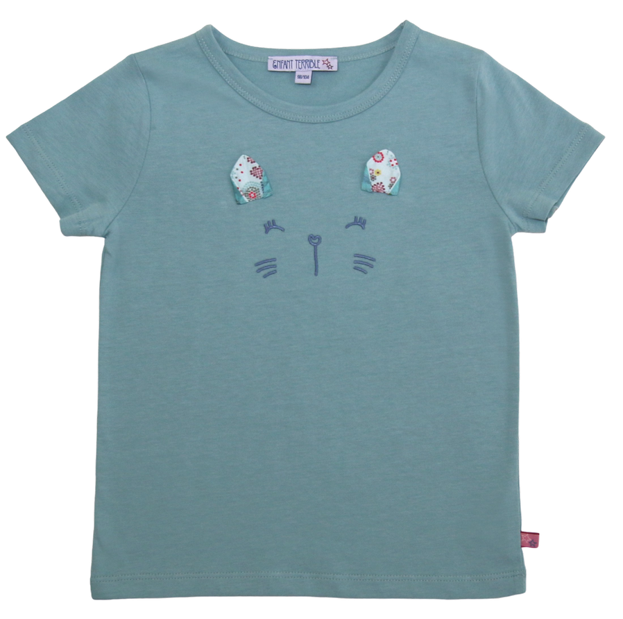 T-Shirt Katze in jade( 5  Jahre)  von Enfant Terrible