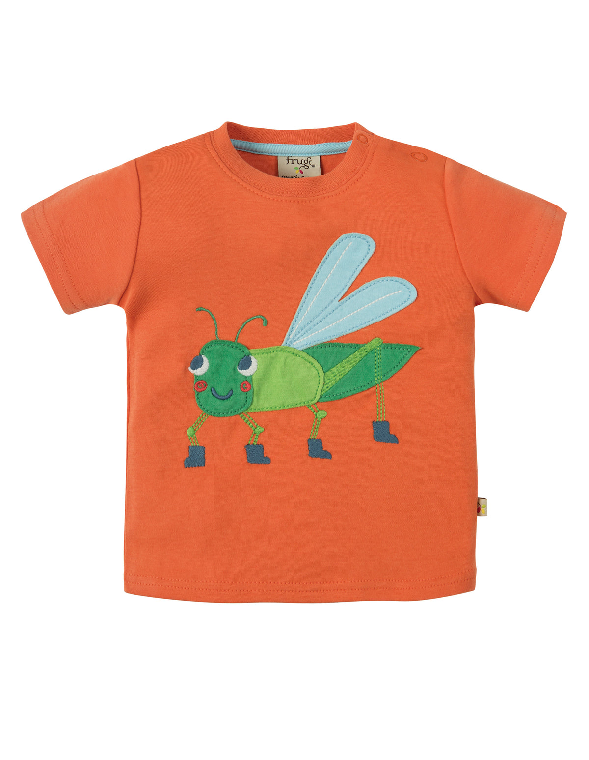Kurzarm T-Shirt mit Grashüpfer Applikation ( 0-3, 6-12 Monate ) von Frugi