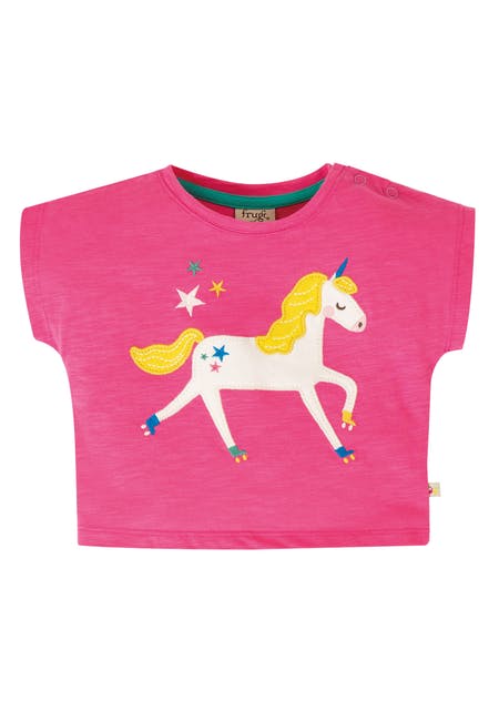 Pinkes T-Shirt mit Einhorn von Frugi