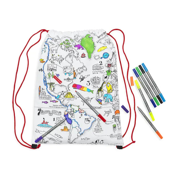 Turnsack Weltkarte zum Ausmalen 4 Jahre +