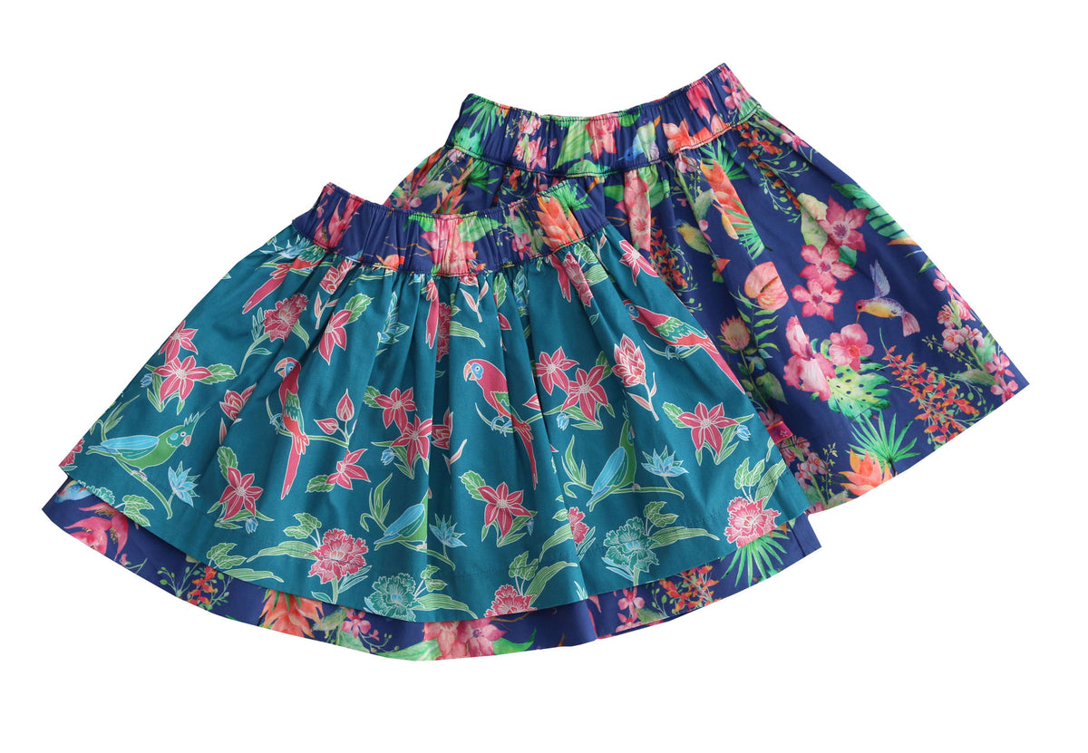 Wenderock Papageien/tropischer Blumendruck in turqoise-navy( 3-4 Jahre) von Enfant Terrible