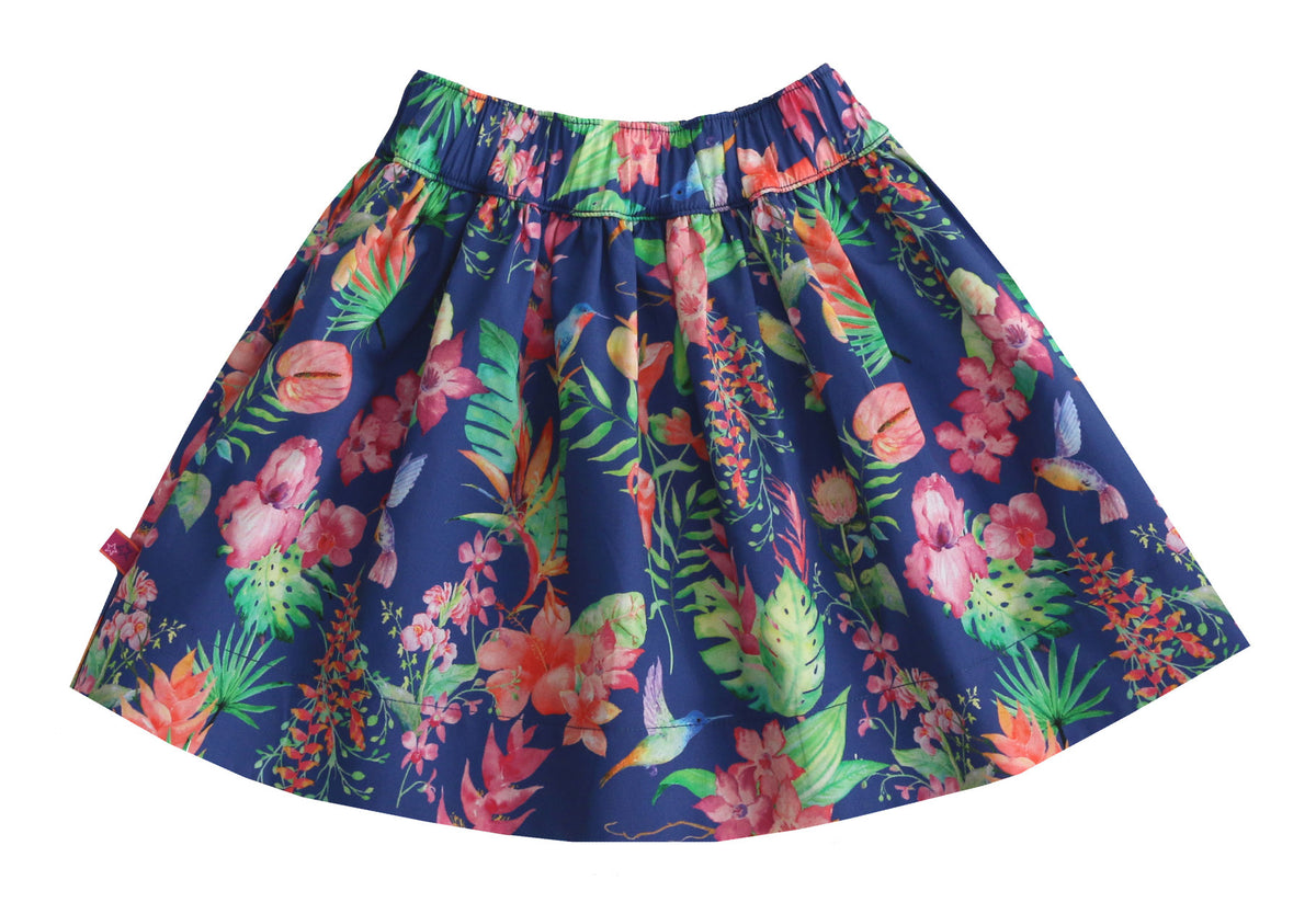 Wenderock Papageien/tropischer Blumendruck in turqoise-navy( 3-4 Jahre) von Enfant Terrible