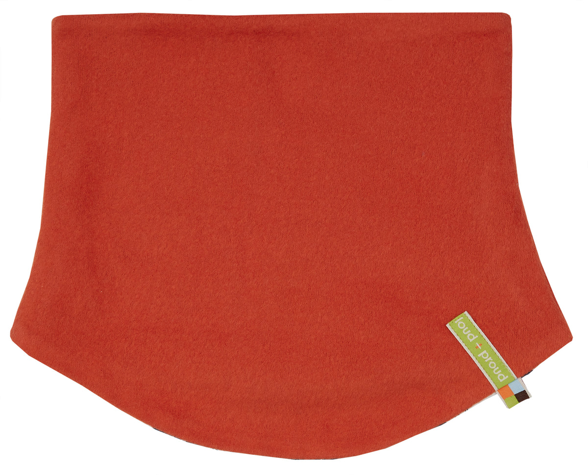Wendeschal Fleece in orange mit Mamuts von loud + proud