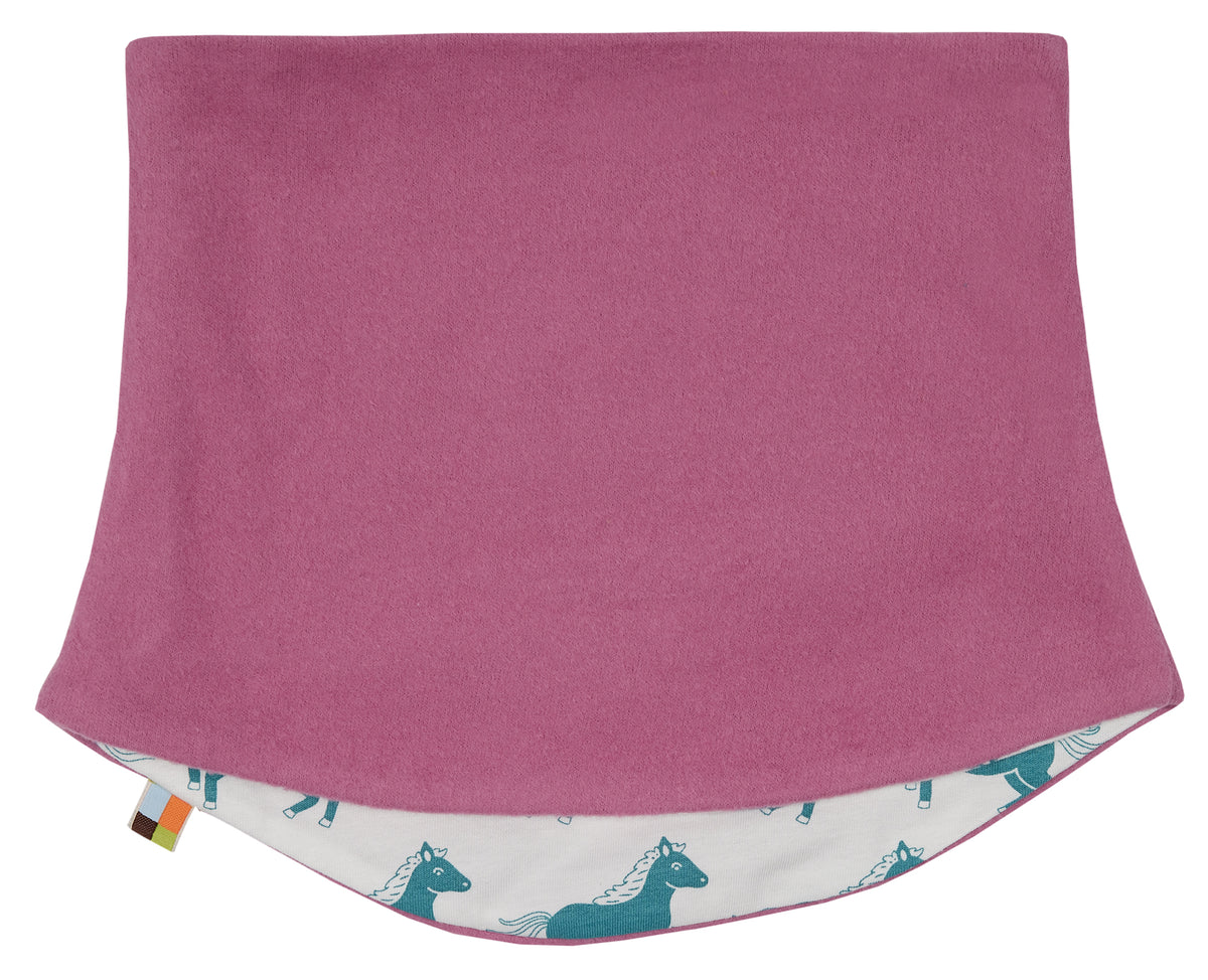 Wendeschal Fleece in altrosa mit Pferde von loud + proud