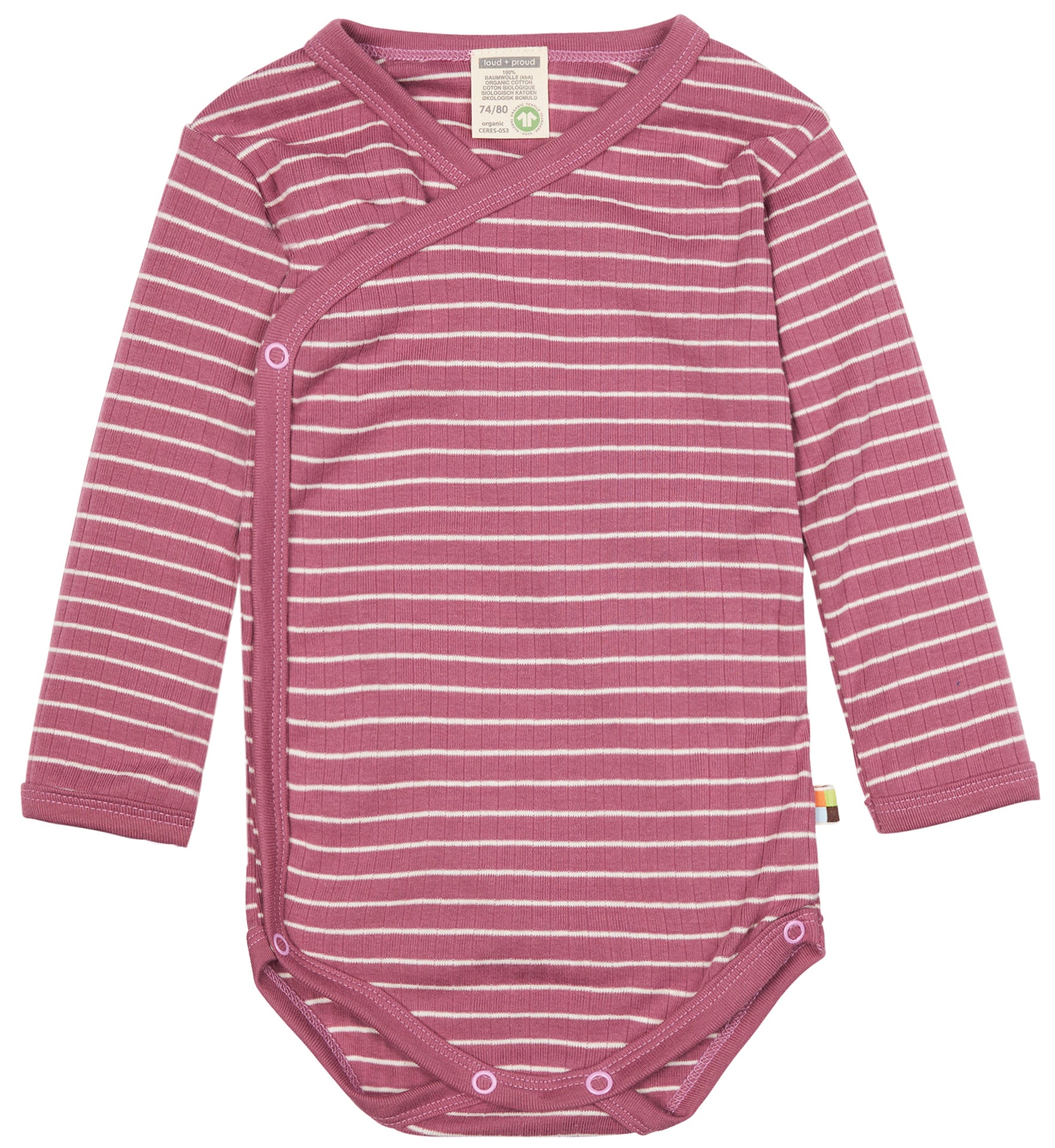 Wickelbody gestreift in violett von loud+proud