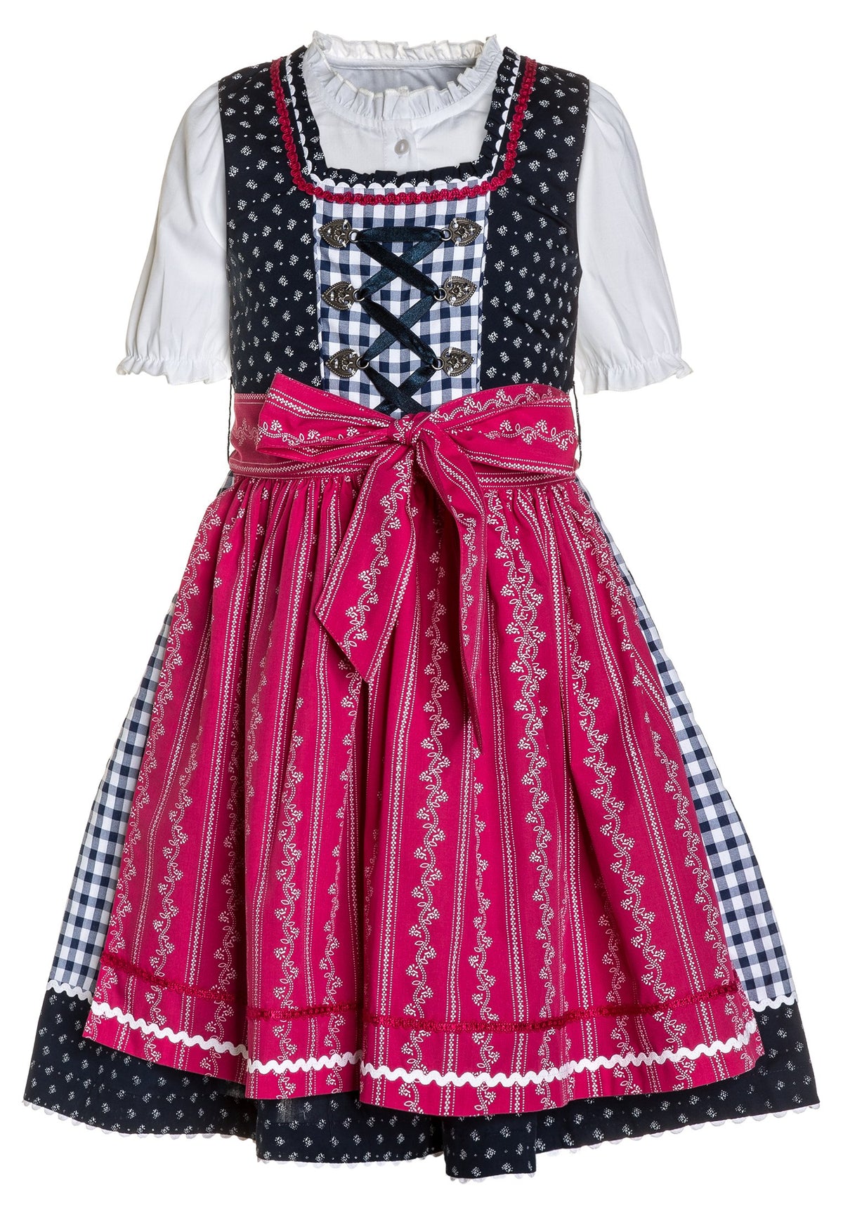 Dirdl in dunkelblau und pink