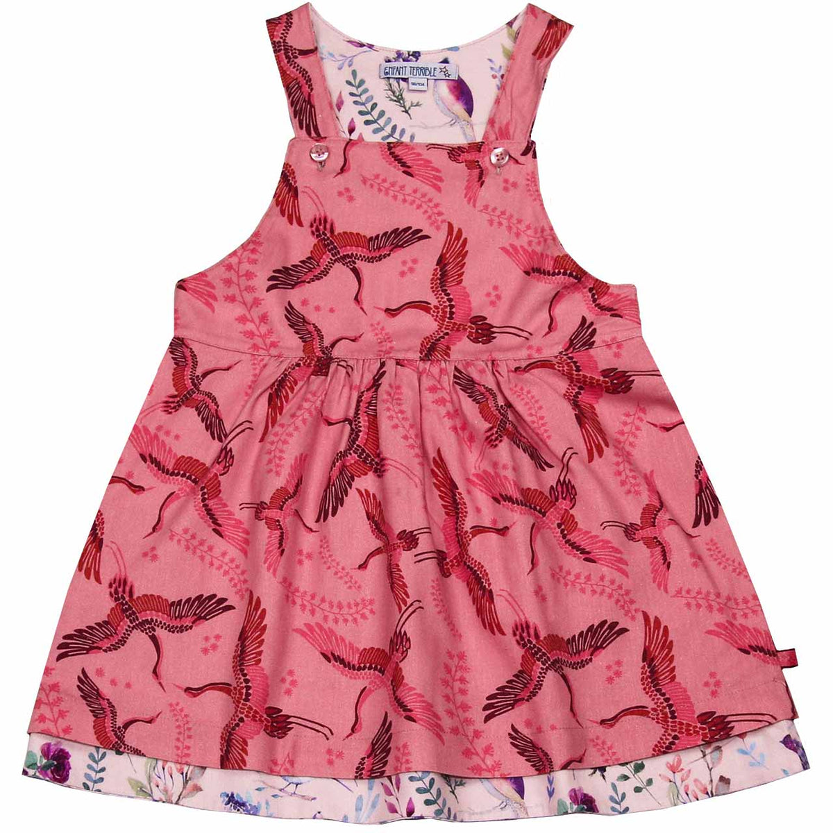 Wendekleid in rosa mit Kraniche ( 18-24 Monate,  5-6 Jahre) von Enfant Terrible