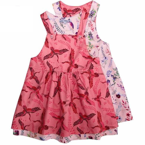 Wendekleid in rosa mit Kraniche ( 18-24 Monate,  5-6 Jahre) von Enfant Terrible