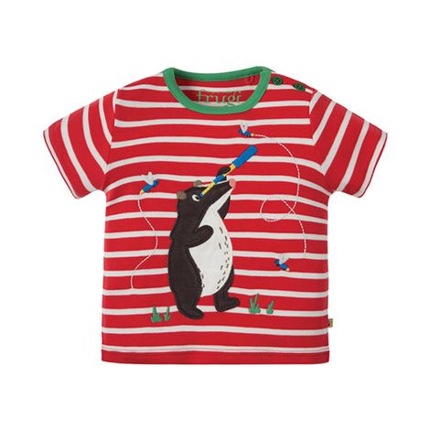 Kurzarm T-Shirt mit Dachs Applikation ( 0-3, 3-6 Monate ) von Frugi