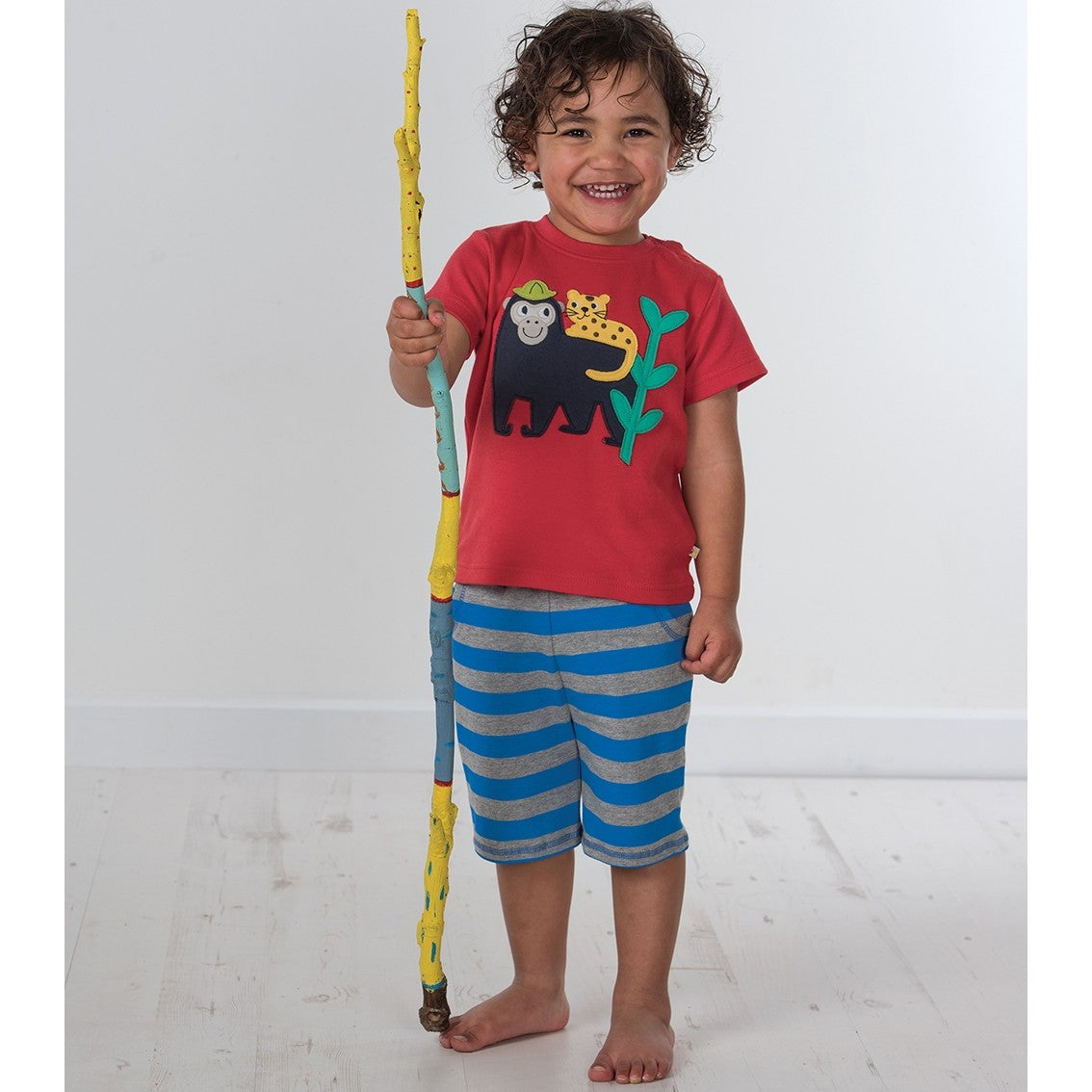 frugi_monkey_little_stripey_shorts_frugi_monkey_little_creature_applique_top_Boy