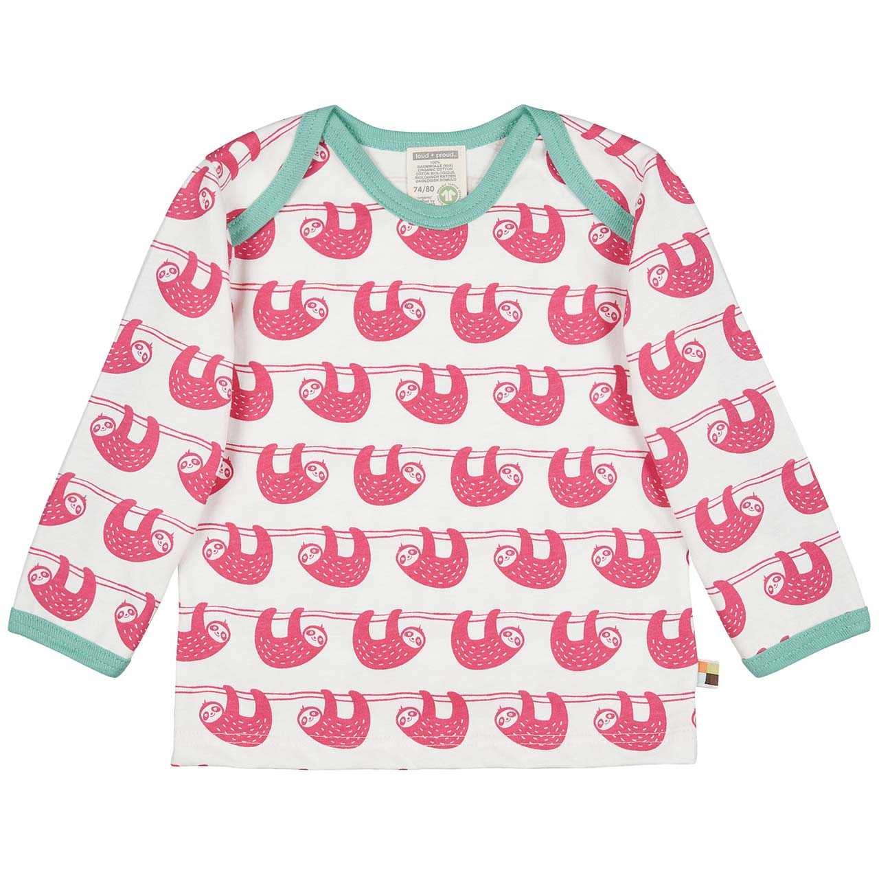 Langarm Shirt Faultiere von loud+proud (3-6M)