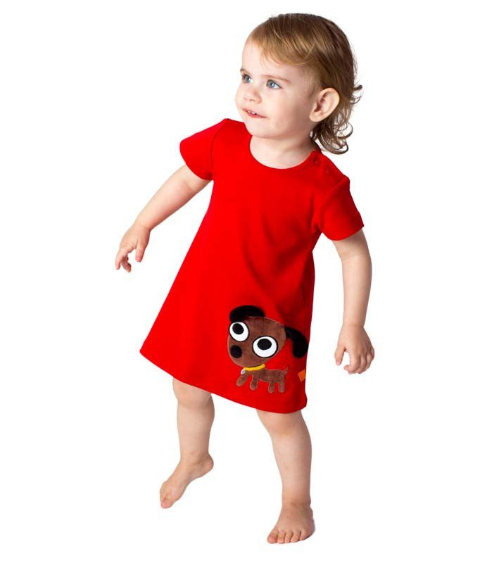 Rotes Kleid mit Hund( 3, 4 und 5 Jahre)