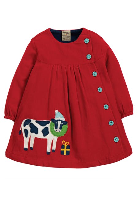 Rotes Kleid mit einer Kuh appliziert von Frugi